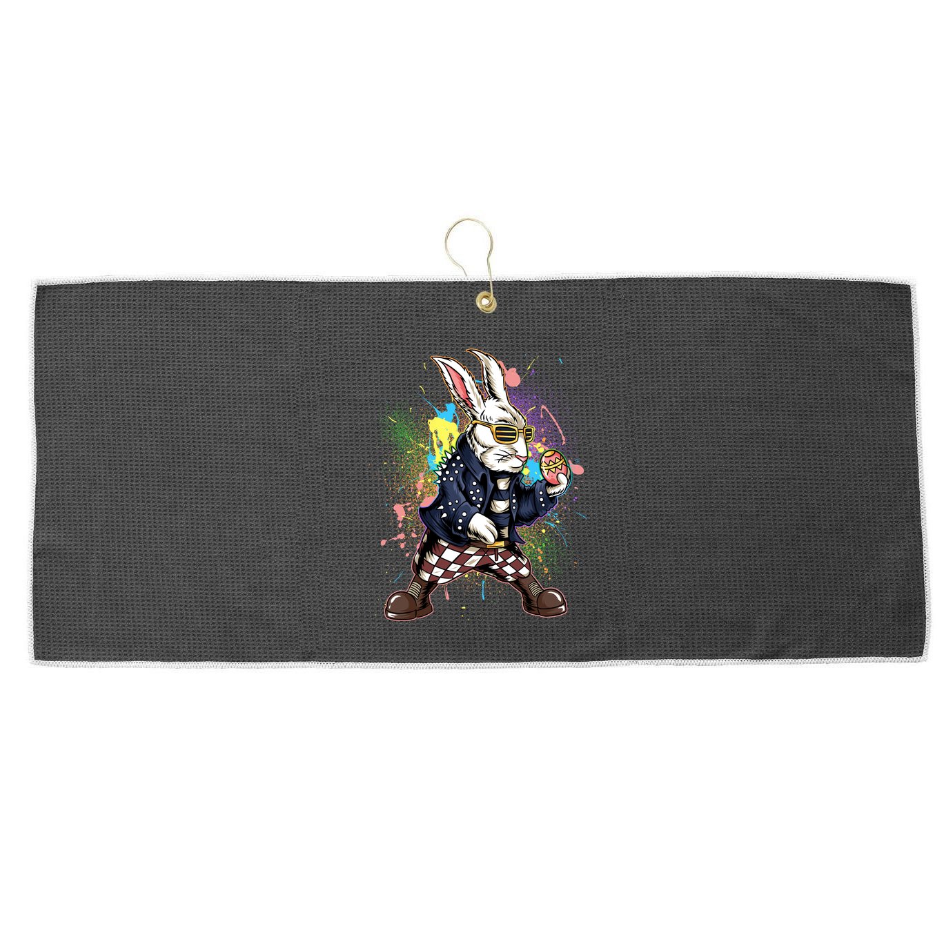Funny Punk Rock Easter Bunny Rabbit Large Microfiber Waffle Golf Towel