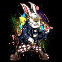 Funny Punk Rock Easter Bunny Rabbit Pom Pom 12in Knit Beanie