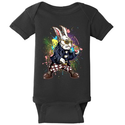 Funny Punk Rock Easter Bunny Rabbit Baby Bodysuit