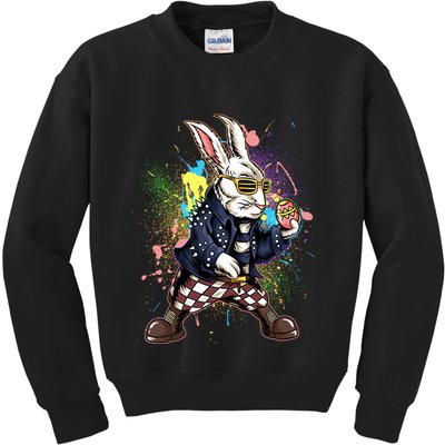 Funny Punk Rock Easter Bunny Rabbit Kids Sweatshirt