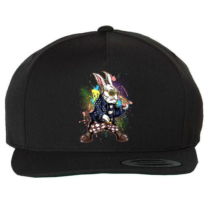 Funny Punk Rock Easter Bunny Rabbit Wool Snapback Cap