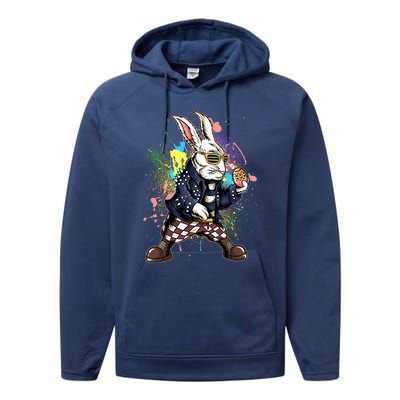 Funny Punk Rock Easter Bunny Rabbit Performance Fleece Hoodie