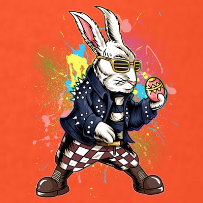 Funny Punk Rock Easter Bunny Rabbit T-Shirt