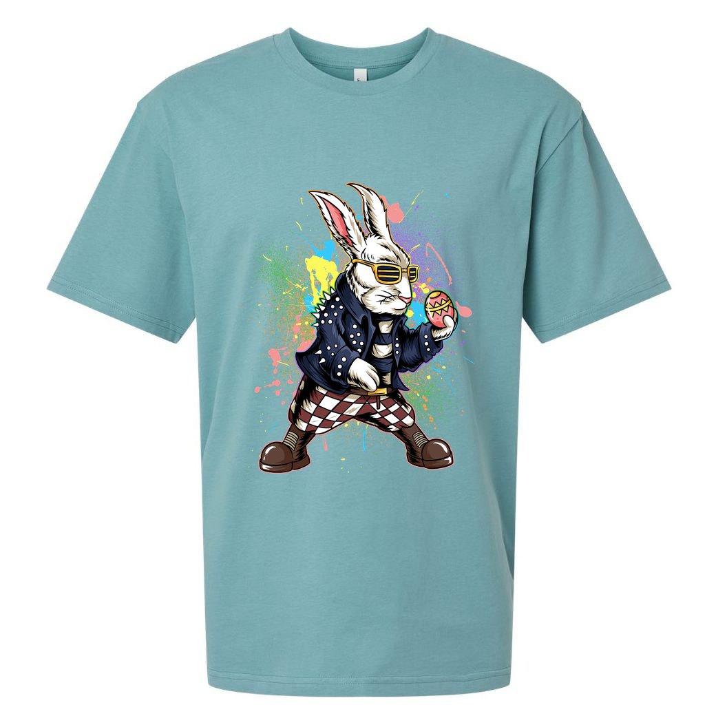Funny Punk Rock Easter Bunny Rabbit Sueded Cloud Jersey T-Shirt