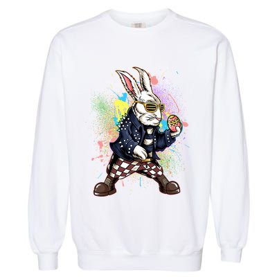 Funny Punk Rock Easter Bunny Rabbit Garment-Dyed Sweatshirt
