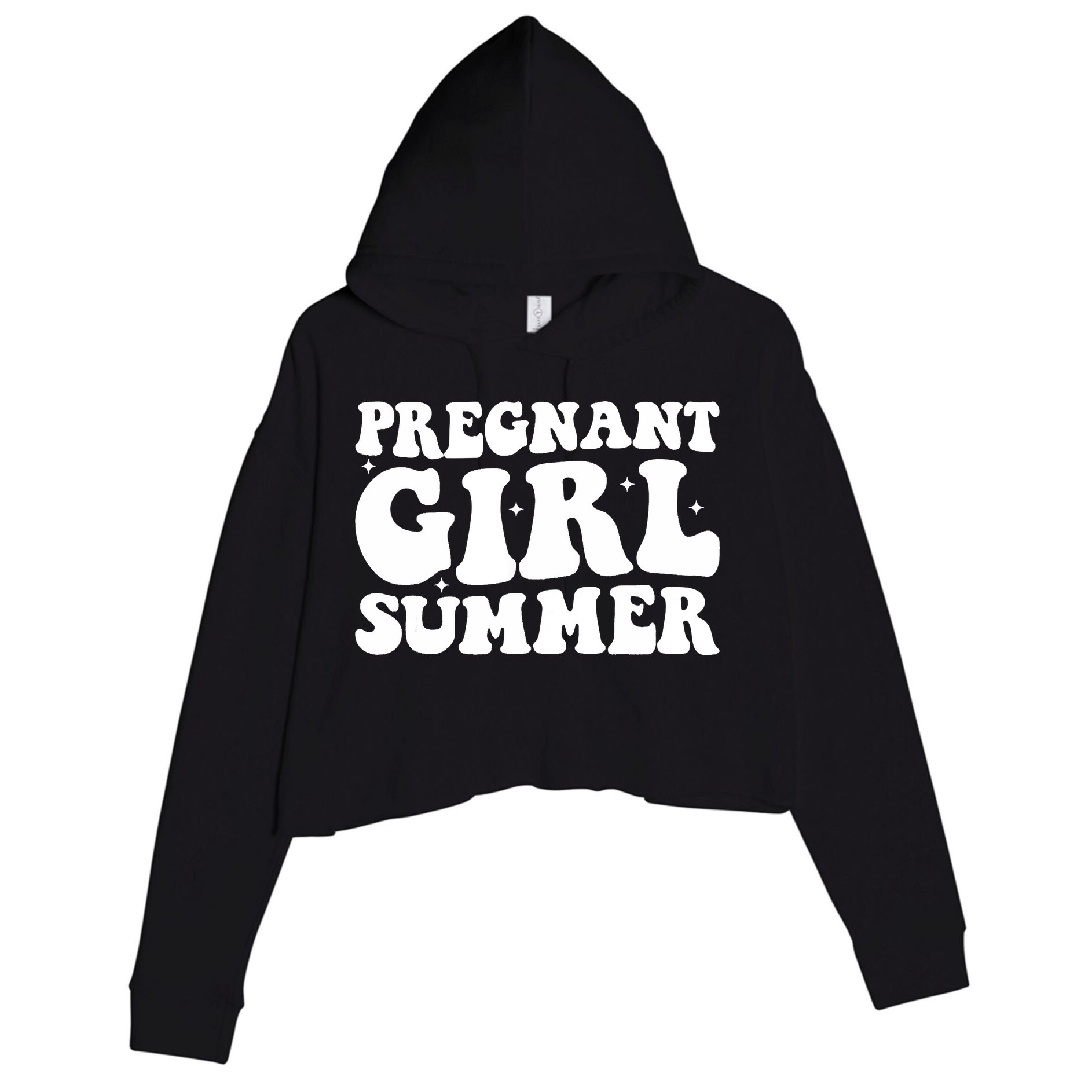 Funny Pregnancy Reveal Pregnant Girl Summer Baby Shower Crop Fleece Hoodie