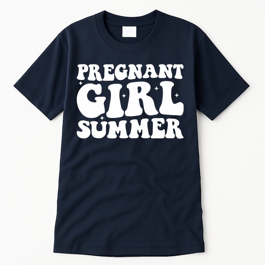 Funny Pregnancy Reveal Pregnant Girl Summer Baby Shower Tall T-Shirt