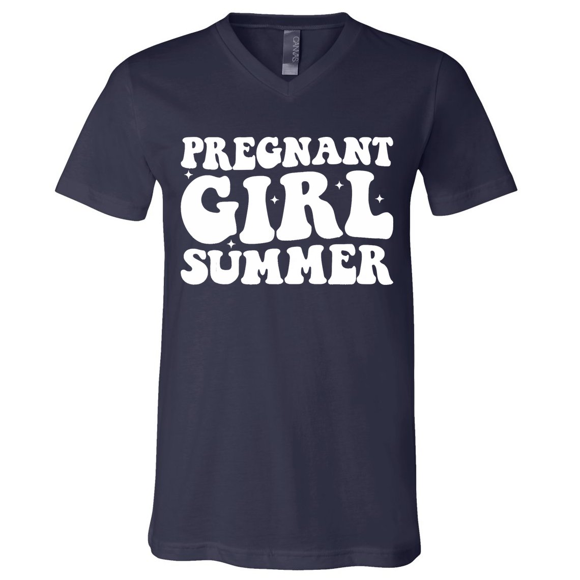 Funny Pregnancy Reveal Pregnant Girl Summer Baby Shower V-Neck T-Shirt