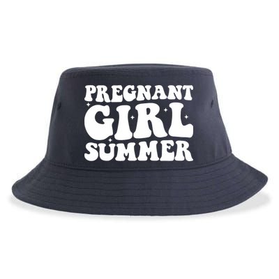Funny Pregnancy Reveal Pregnant Girl Summer Baby Shower Sustainable Bucket Hat