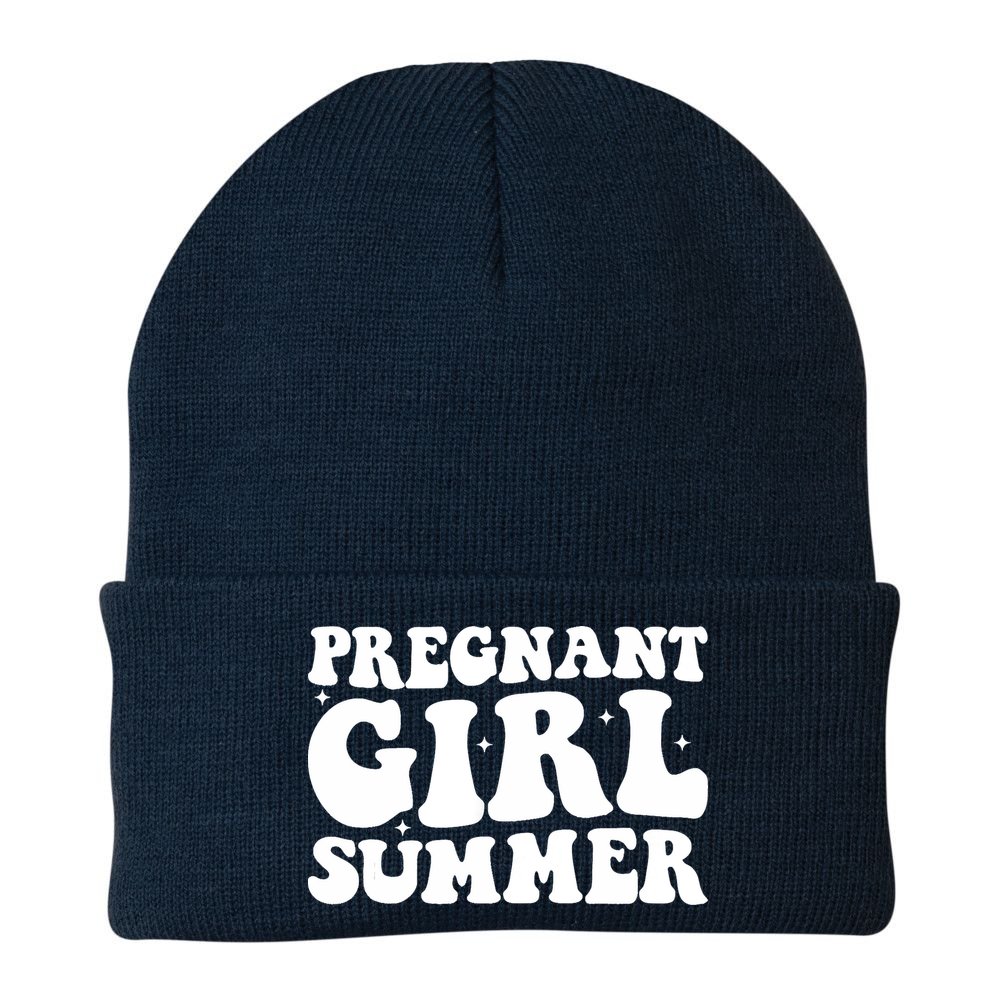 Funny Pregnancy Reveal Pregnant Girl Summer Baby Shower Beanie