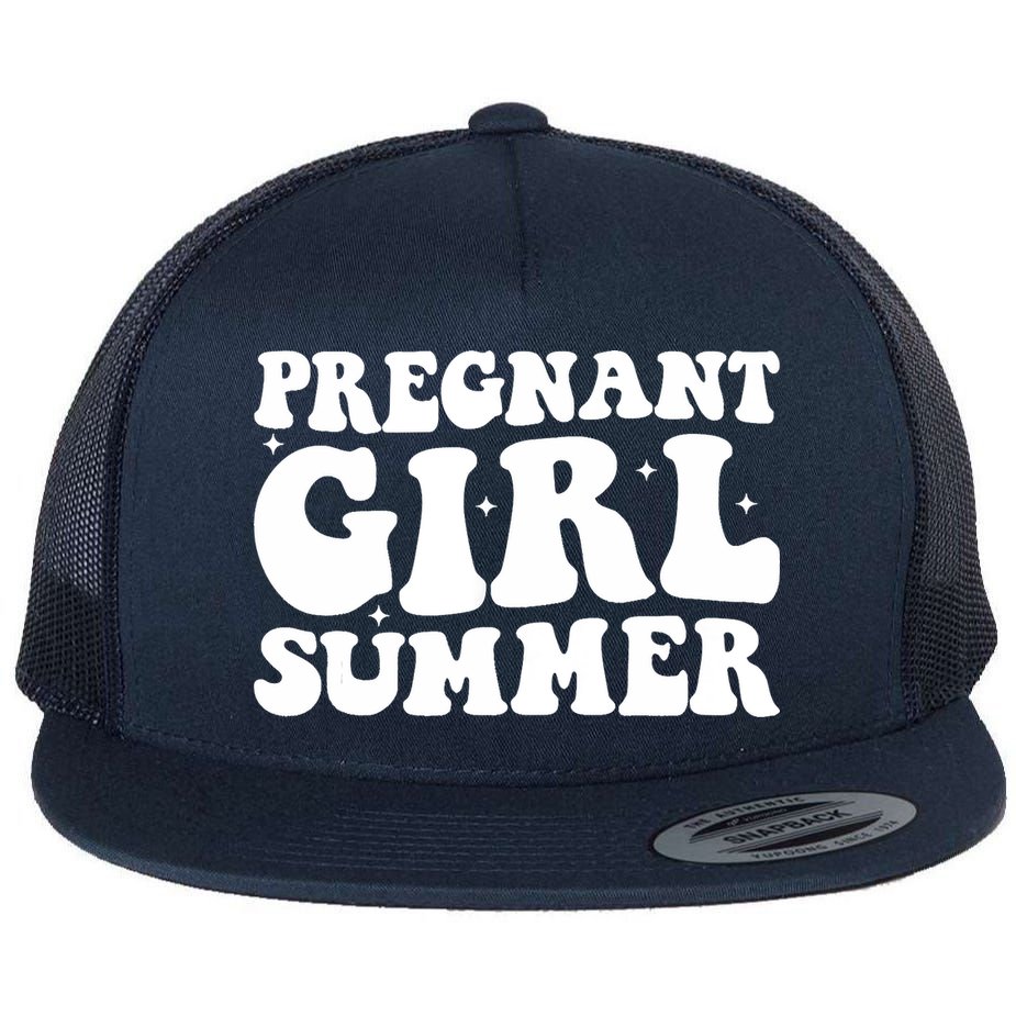 Funny Pregnancy Reveal Pregnant Girl Summer Baby Shower Flat Bill Trucker Hat