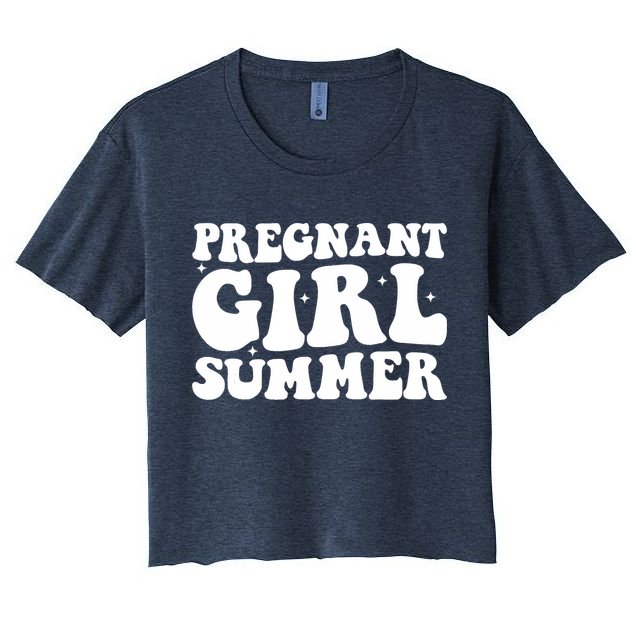Funny Pregnancy Reveal Pregnant Girl Summer Baby Shower Crop Top
