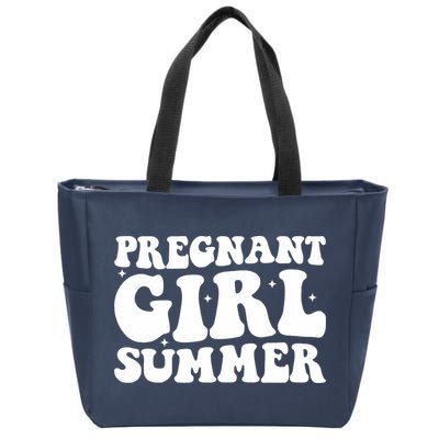 Funny Pregnancy Reveal Pregnant Girl Summer Baby Shower Zip Tote Bag