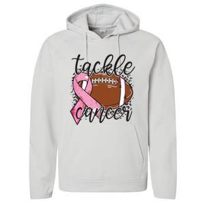 Football Pink Ribbon Tackle Breast Cancer Awareness Performance Fleece Hoodie