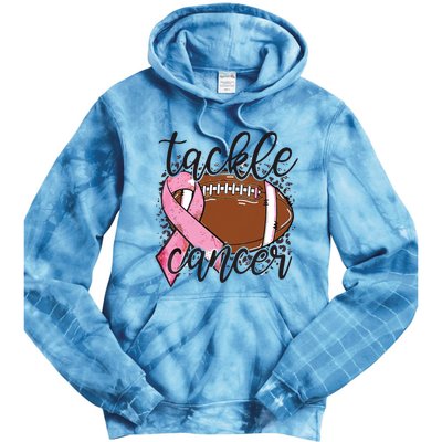 Football Pink Ribbon Tackle Breast Cancer Awareness Tie Dye Hoodie