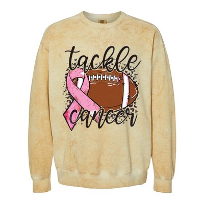 Football Pink Ribbon Tackle Breast Cancer Awareness Colorblast Crewneck Sweatshirt