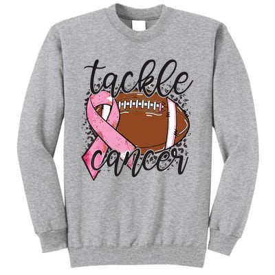 Football Pink Ribbon Tackle Breast Cancer Awareness Tall Sweatshirt