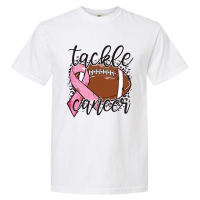 Football Pink Ribbon Tackle Breast Cancer Awareness Garment-Dyed Heavyweight T-Shirt