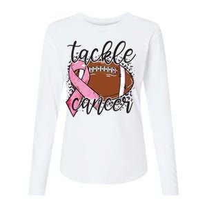 Football Pink Ribbon Tackle Breast Cancer Awareness Womens Cotton Relaxed Long Sleeve T-Shirt