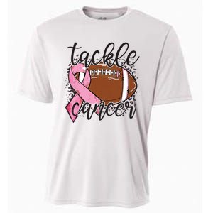 Football Pink Ribbon Tackle Breast Cancer Awareness Cooling Performance Crew T-Shirt