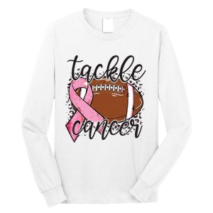 Football Pink Ribbon Tackle Breast Cancer Awareness Long Sleeve Shirt