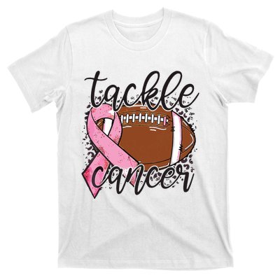 Football Pink Ribbon Tackle Breast Cancer Awareness T-Shirt