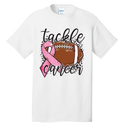 Football Pink Ribbon Tackle Breast Cancer Awareness Tall T-Shirt