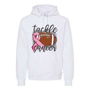 Football Pink Ribbon Tackle Breast Cancer Awareness Premium Hoodie