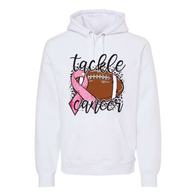 Football Pink Ribbon Tackle Breast Cancer Awareness Premium Hoodie