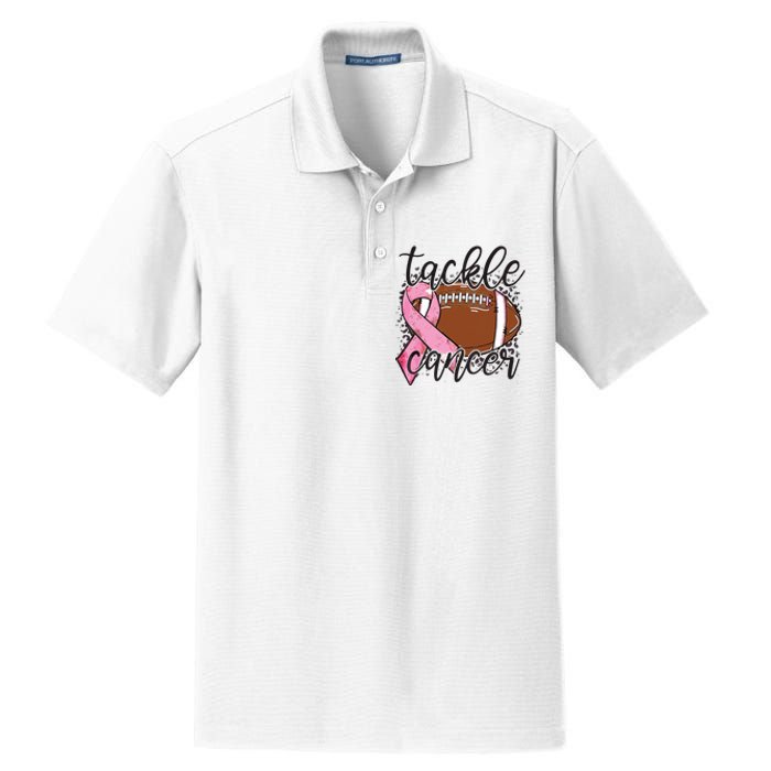 Football Pink Ribbon Tackle Breast Cancer Awareness Dry Zone Grid Polo