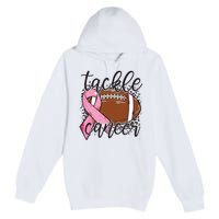 Football Pink Ribbon Tackle Breast Cancer Awareness Premium Pullover Hoodie