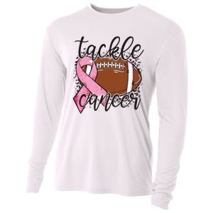 Football Pink Ribbon Tackle Breast Cancer Awareness Cooling Performance Long Sleeve Crew