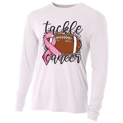 Football Pink Ribbon Tackle Breast Cancer Awareness Cooling Performance Long Sleeve Crew