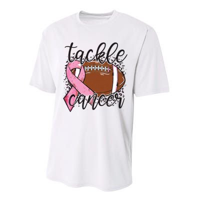 Football Pink Ribbon Tackle Breast Cancer Awareness Performance Sprint T-Shirt