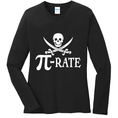 Funny Pi Rate Pirate Pi Day Boy Vintage Math Teacher Retro Ladies Long Sleeve Shirt