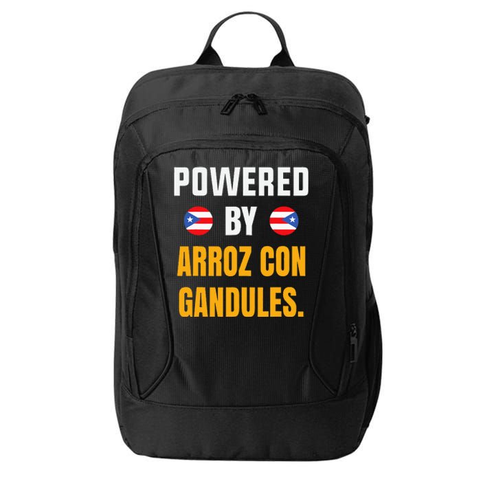 Funny Puerto Rico Flag Powered By Arroz Con Gandules City Backpack