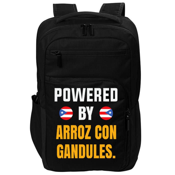 Funny Puerto Rico Flag Powered By Arroz Con Gandules Impact Tech Backpack