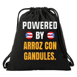 Funny Puerto Rico Flag Powered By Arroz Con Gandules Drawstring Bag