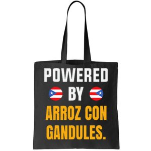 Funny Puerto Rico Flag Powered By Arroz Con Gandules Tote Bag