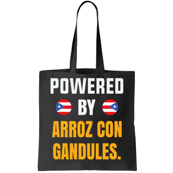 Funny Puerto Rico Flag Powered By Arroz Con Gandules Tote Bag