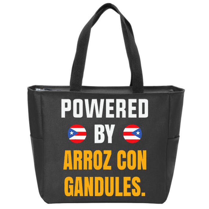 Funny Puerto Rico Flag Powered By Arroz Con Gandules Zip Tote Bag