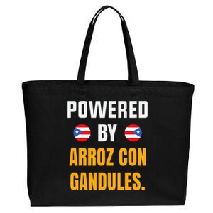 Funny Puerto Rico Flag Powered By Arroz Con Gandules Cotton Canvas Jumbo Tote