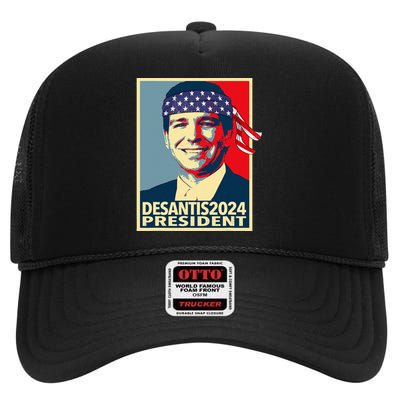 For President Ron DeSantis High Crown Mesh Back Trucker Hat