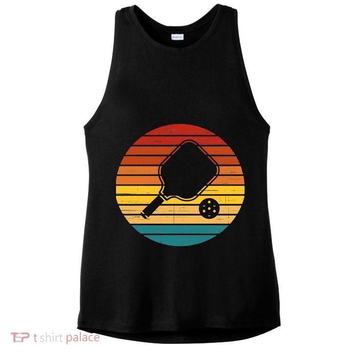 Funny Pickleball Retro Sunset Gift Ladies PosiCharge Tri-Blend Wicking Tank
