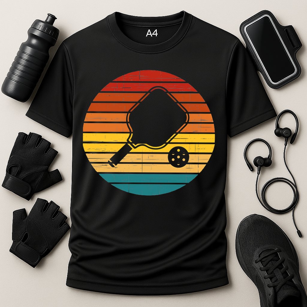 Funny Pickleball Retro Sunset Gift Cooling Performance Crew T-Shirt