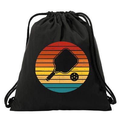 Funny Pickleball Retro Sunset Gift Drawstring Bag