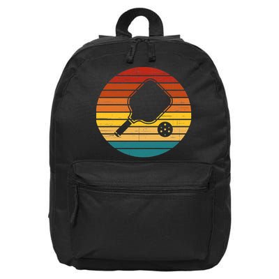 Funny Pickleball Retro Sunset Gift 16 in Basic Backpack