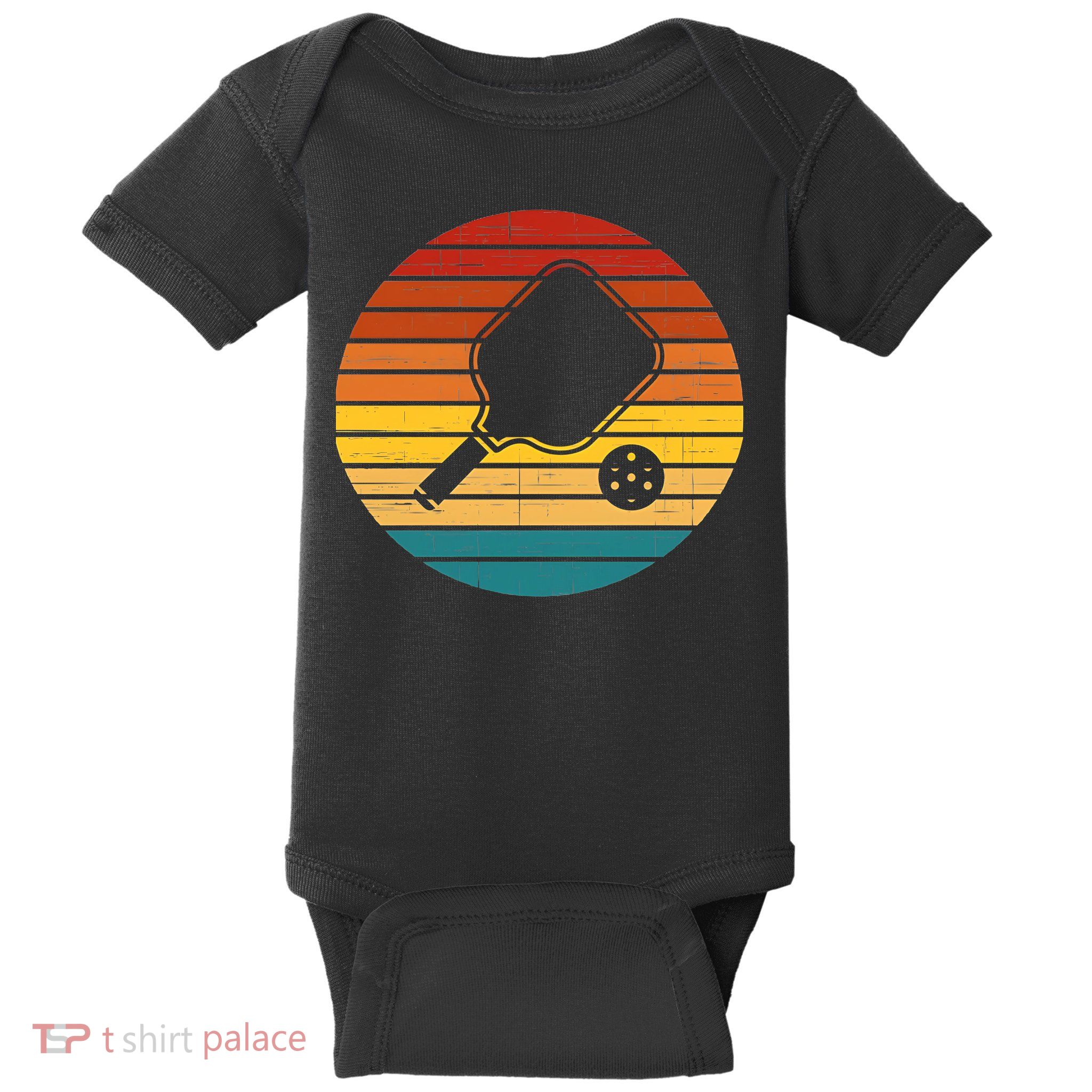 Funny Pickleball Retro Sunset Gift Baby Bodysuit
