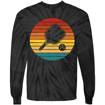 Funny Pickleball Retro Sunset Gift Tie-Dye Long Sleeve Shirt