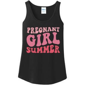 Funny Pregnancy Reveal Pregnant Girl Summer Baby Shower Ladies Essential Tank